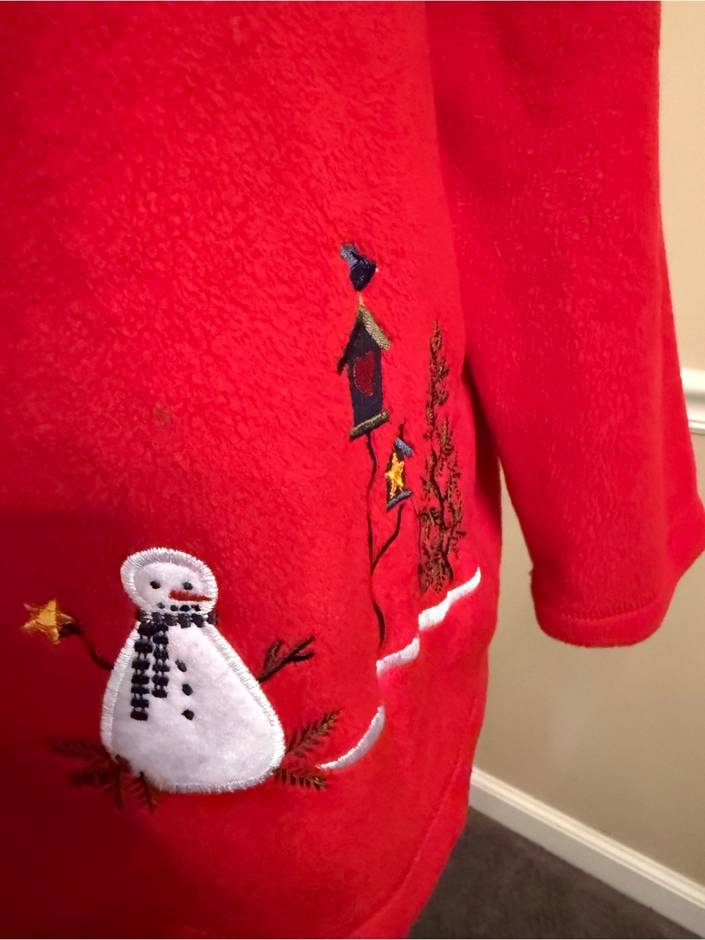 croft & barrow Red Holiday Snowman Button Cardigan - Picture 4 of 7